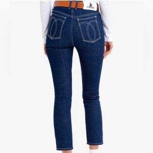 JORDACHE DARK BLUE VINTAGE CROP JEANS WHITE LABEL NEW FROM RENT THE RUNWAY